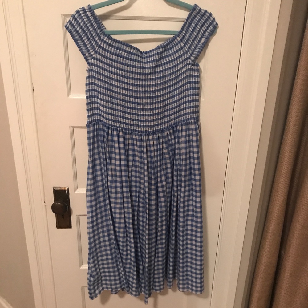 Jcrew blue and white checked sundress